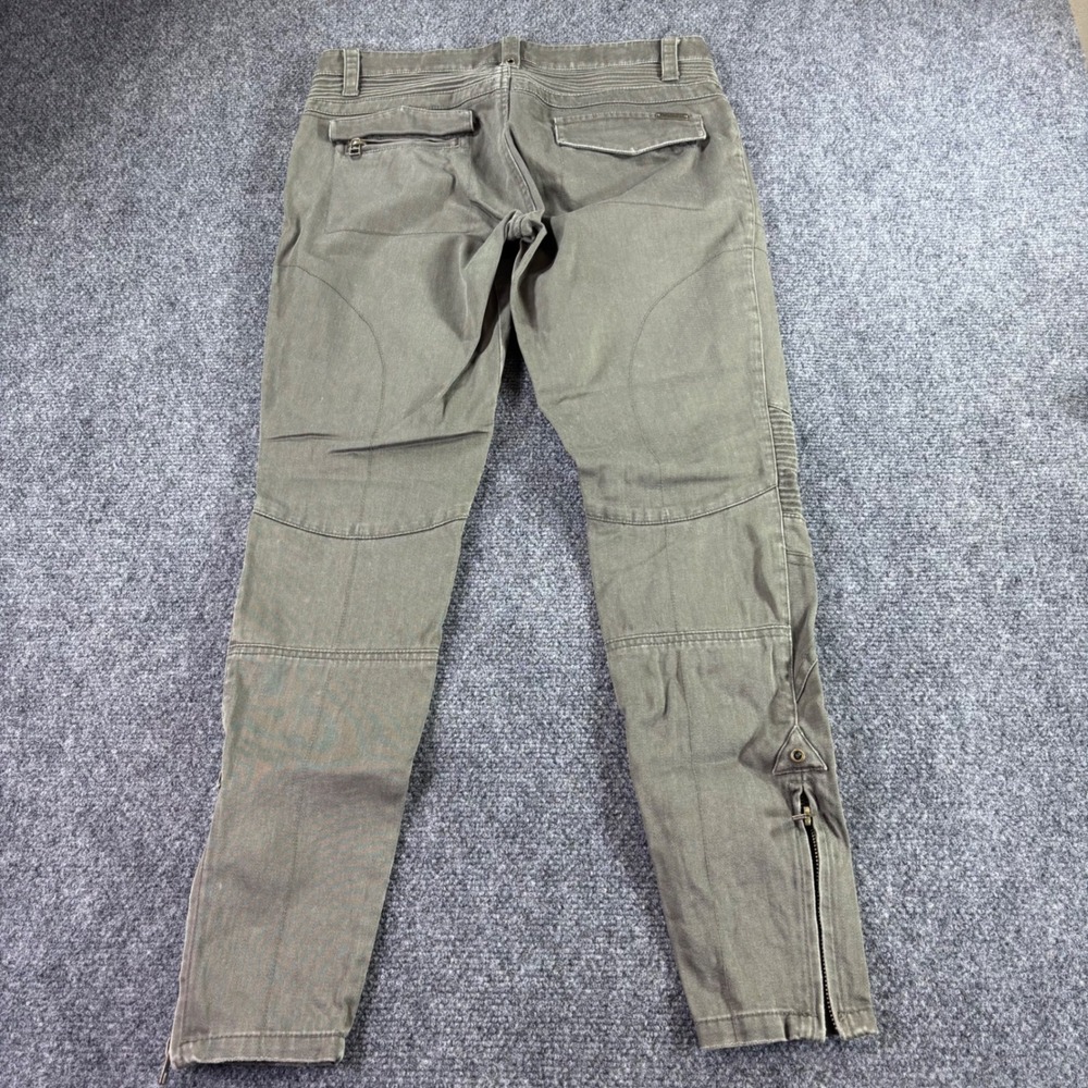 Joe's Jeans Moto Cargo Pants Women 25 Olive Green Ribbed Knee Zip Cuff Low Rise - Picture 2 of 10